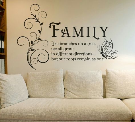 Wall Quotes Decals Living Room, Family Tree Quotes, Living Room Quotes, Family Tree Wall Art, Tree Quotes, Wall Stickers Quotes, Family Wall Decor, Family Wall Art, Family Tree Wall