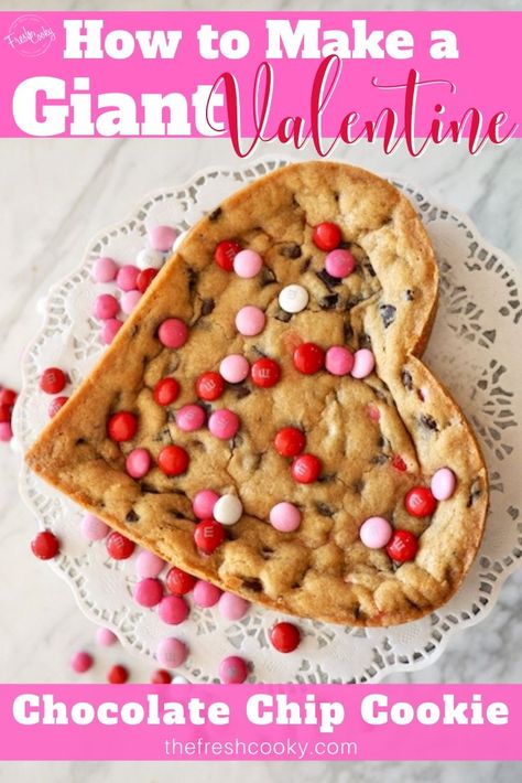 Giant Cookie Cake Recipe, Heart Cookies Recipe, Giant Cookie Cake, Cookie Heart, Valentine Cookie, Giant Chocolate Chip Cookie, Giant Chocolate, Giant Cookie, Heart Cookie