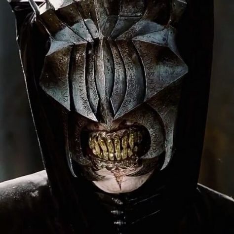 Passion of Cinema on Instagram: “The runes on the helmet worn by the Mouth of Sauron, when transliterated, say "Lammen Gorthaur". Lammen means voice, and Gorthaur, which is…” Lotr Mouth Of Sauron, Sauron Cosplay, Mouth Of Sauron, Annatar Sauron, Chaos Warrior, Frickin Bats, Future Batman, Lord Of The Rings Tattoo, Red Poodles