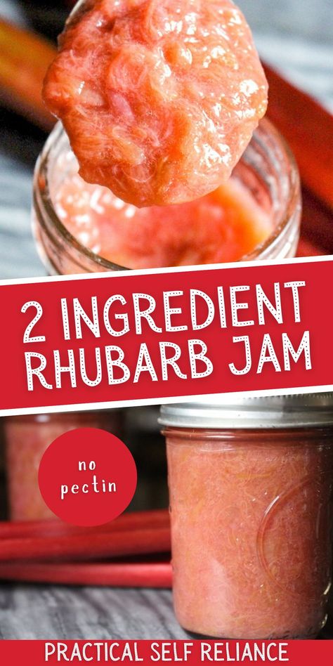 No Pectin Jam, Cherry Rhubarb Jam Recipe, Rhubarb Jam With Pectin, Rhubarb Jam Recipes Easy, Rhubarb Freezer Jam With Jello, Rhubarb Jam With Strawberry Jello, Strawberry Rhubarb Jam Canning, Rhubarb Jam No Pectin, Raspberry Rhubarb Jam