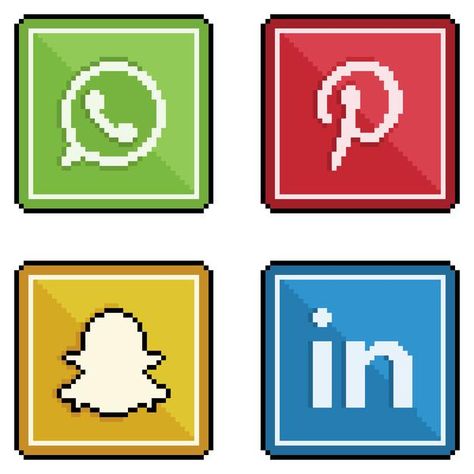 Icons social media and social networks i... | Premium Vector #Freepik #vector #network #social #whatsapp #pixel Icons Social Media, Resources Icon, Social Media Icons, Social Networks, Vector Icons, Premium Vector, Pixel Art, Graphic Resources, Snapchat