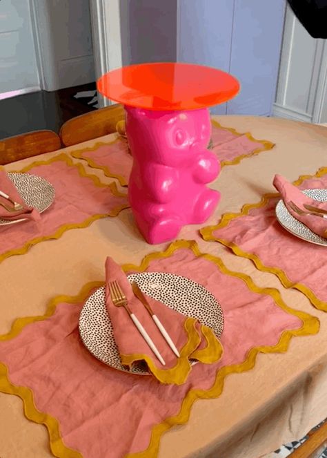 Funky Side Tables Bedroom, Furniture That Looks Like Food, Gummy Bear Table, Funky Side Tables, Gummy Bear Side Table, Inflatable Gummy Bear Chair, Funky Side Table, Gummy Bear Furniture, Gummy Bear Decor