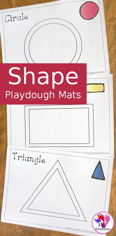 Learning Shapes Preschool, Learning Shapes Activities, Play Doh Mats, Prek Learning, Shapes For Toddlers, Shape Activities Preschool, Shapes Kindergarten, 3 Dinosaurs, Printable Shapes