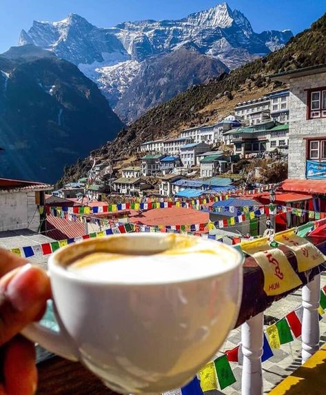 Coffee With A View, View Background, Good Morning Image, Photography Mountains, Backpacking South America, Everest Base Camp, Everest Base Camp Trek, Backpacking Asia, Nepal Travel