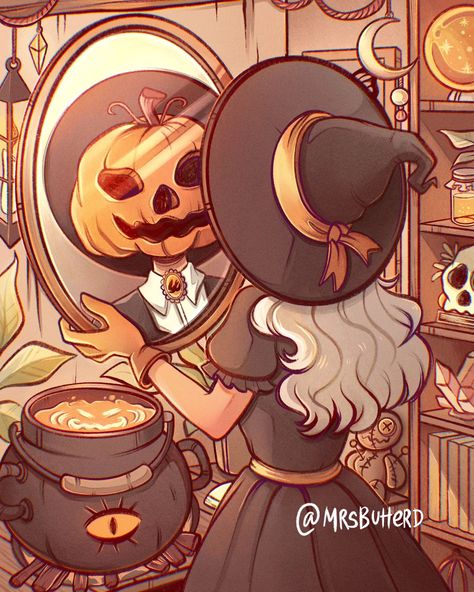 Halloween Illustration, Halloween Drawings, Witch Art, Dessin Adorable, A Witch, A Pumpkin, Art Drawings Sketches, Halloween Art, Pretty Art