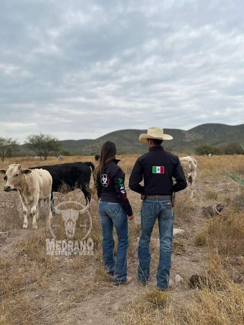 Mexican Country Aesthetic, Matching Couple Outfits Vaquero, Vaquero Couple Outfits, Outfits With Ariat Jacket, Mexican Relationships Goals, Mexican Couple Aesthetic, Vaquero Couple, Vaquero Couple Goals, Latino Couple Aesthetic