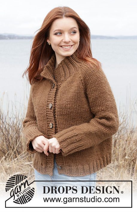 Autumn Amber Cardigan / DROPS 244-26 - Free knitting patterns by DROPS Design Jacket Fluffy, Cable Knit Sweater Pattern, Free Knitting Patterns, Spring Jackets, Beautiful Knitting, Cardigan Pattern, Sweater Knitting Patterns, Stockinette Stitch, Work Tops