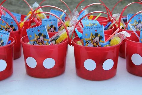 Mickey First Birthday Decorations, Mickey Mouse Clubhouse Third Birthday, Mickey Mouse Birthday Party Ideas 3rd, Mickey Mouse Treat Bags, Mickey Mouse Clubhouse Birthday Party Centerpieces, Mickey Birthday Party Favors, 3rd Mickey Mouse Birthday, Simple Mickey Mouse Party, Mickey Mouse Birthday Goodie Bags