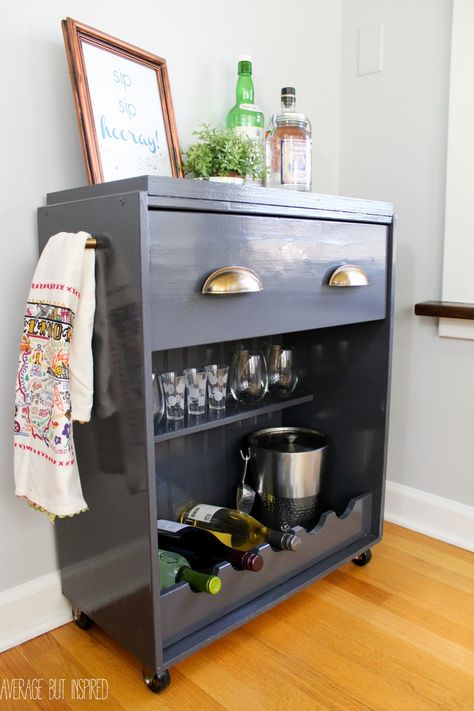 This is an IKEA Rast Hack that will have you saying "sip sip hooray!" Learn how to turn a plain dresser into a fun bar cart with this simple tutorial. Inexpensive Dresser, Bar Cart Hack, Ikea Rast Makeover, Raskog Ikea, Ikea Bar Cart, Rast Dresser, Ikea Rast Dresser, Dresser Bar, Ikea Rast Hack