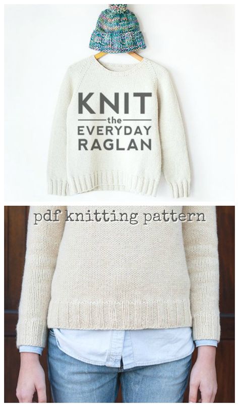 Pullover Knitting Pattern, Skirt Pattern Free, Knitting Patterns Free Sweater, Jumper Knitting Pattern, Raglan Sweater, Raglan Pullover, Yarn Knitting, Pullover Outfit, Pdf Knitting Pattern