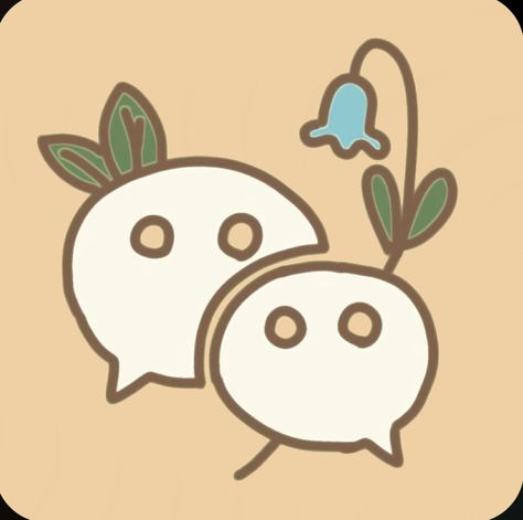 Wechat Icon Aesthetic, Cute Messenger Icon, Cottagecore Layout, Wechat Icon, Messenger Icon, Cottagecore Icons, Fall Homescreen, Bluebell Flower, Plant App