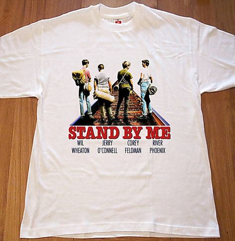 Stand By Me River Phoenix 80s Film T Shirt New by RockRoyalTees Band Merch Graphic Print T-shirt, Band Merch T-shirt With Vintage Print, Band Merch T-shirt With Vintage Print For Streetwear, Cheap Band Merchandise T-shirt, 80s Rock Shirts Band Tees, River Phoenix, Movies Outfit, Movie T Shirts, Fire Fits