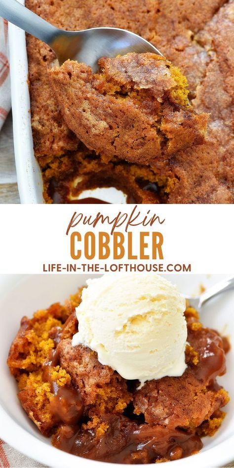 Pumpkin Cobbler Easy Pumpkin Cobbler, Cinnamon Sauce, Pumpkin Cobbler, Dessert Halloween, November 01, Dessert Aux Fruits, Pumpkin Treat, Cobbler Recipe, Cobbler Recipes