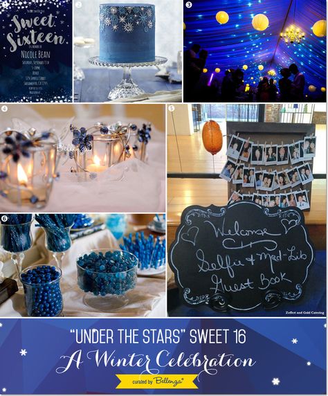 Under the Stars Sweet 16 Winter Party Theme // Curated Finds by Bellenza #underthestarstheme #starrynighttheme Sweet 16 Theme Ideas, Under The Stars Sweet 16, Sweet Sixteen Party Themes, Sweet 16 Winter, Sweet 16 Party Themes, Winter Party Themes, Sweet 16 Themes, Sweet 16 Decorations, Winter Parties