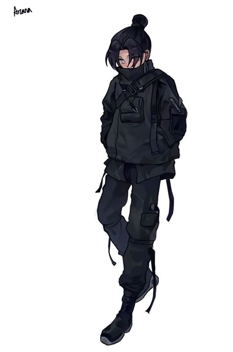 Techwear Wallpaper, Techwear Drawing, Techwear Anime, Apex Wraith, Anime Techwear, Black Clothes, Model Sheet, 다크 판타지, Hero Costumes