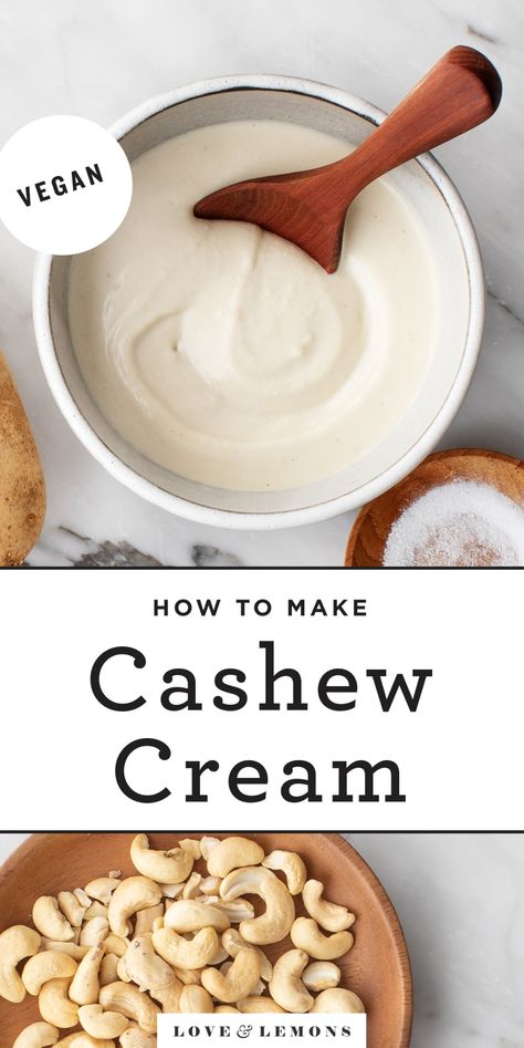 Substitute For Heavy Cream, Vegan Cashew Cream, Cashew Cream Recipe, Alfredo Sauce Recipe Easy, Cashew Recipes, Cashew Sour Cream, Creamy Vegan Pasta, Twice Baked Sweet Potatoes, Sandwiches Wraps