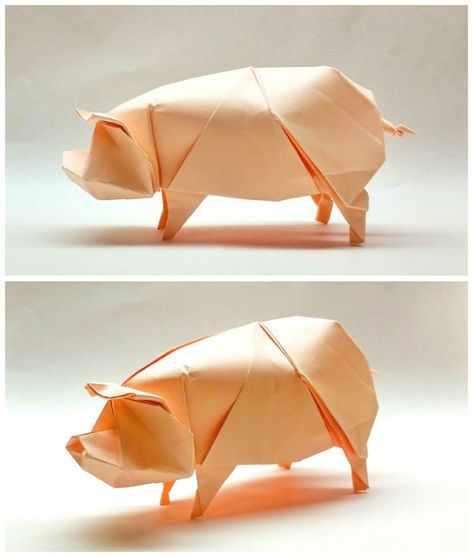 Pig designed by me 40*40 mermaid paper | one sheet , uncut o… | Flickr Origami Pig Easy, Pig Paper Mache, Origami Pig, Origami, Mermaid, Design