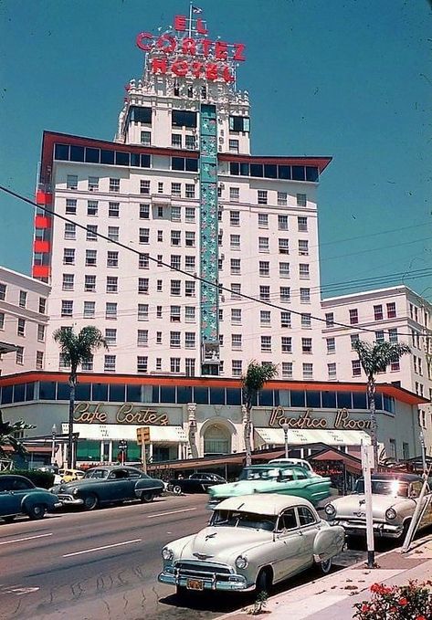 Hotel Cortez, 1950s America, Bombay Beach, Retro Signage, Old Vegas, Visit San Diego, 50s Retro, Downtown San Diego, Vintage Los Angeles