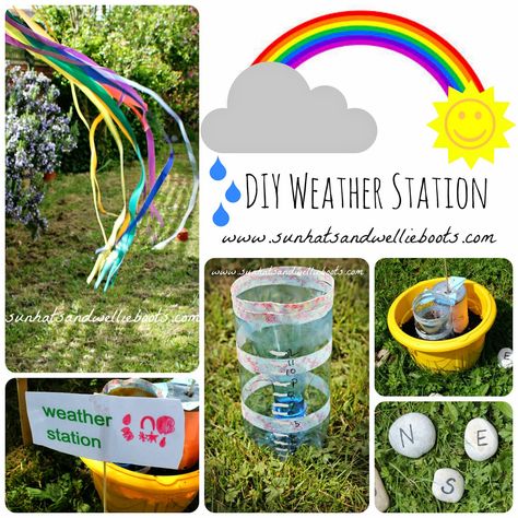 DIY Weather Station for Kids to Make {from Sun Hats & Wellie Boots} Weather Station For Kids, Weather Activities For Kids, Weather Tools, Wellie Boots, Weather Crafts, Boots Diy, Weather Chart, Weather Projects, Weather Science