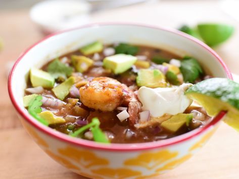 Shrimp Tortilla Soup recipe from Ree Drummond via Food Network Shrimp Tortilla, Soup With Shrimp, Chopped Veggies, Tortilla Soup Recipe, Food Network Canada, Pioneer Woman Recipes, Large Shrimp, Ree Drummond, Tortilla Soup