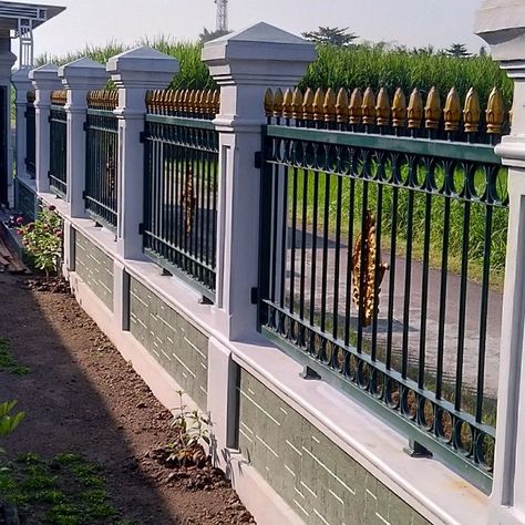 20 Modern Compound Wall Elevation Designs In 2023 Boundary Wall Design, Fence Wall Design, Compound Wall Design, Cornice Design, Fence Gate Design, Front Wall Design, Grill Gate Design, House Fence, House Fence Design