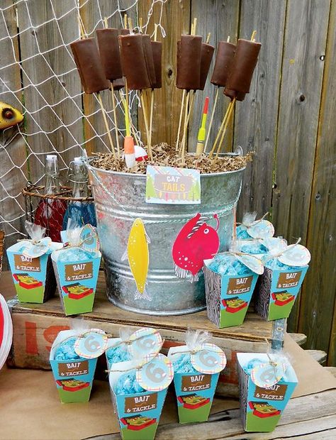 Gone Fishing Party, Fishing Theme Party, Teenager Party, Fishing Themed Birthday Party, Baby Shower Fishing, Fishing Birthday Party, Diy Fishing, Fishing Party, Fishing Birthday