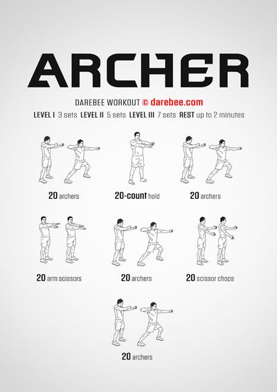 DAREBEE 1800+ Workouts Archery Exercises For Women, Workouts For Archery, Archery Workouts For Women, Archery Workout Strength Training, Archery Strength Training, Archer Workout, Archery Workout, Archery Exercises, Upper Body Mobility