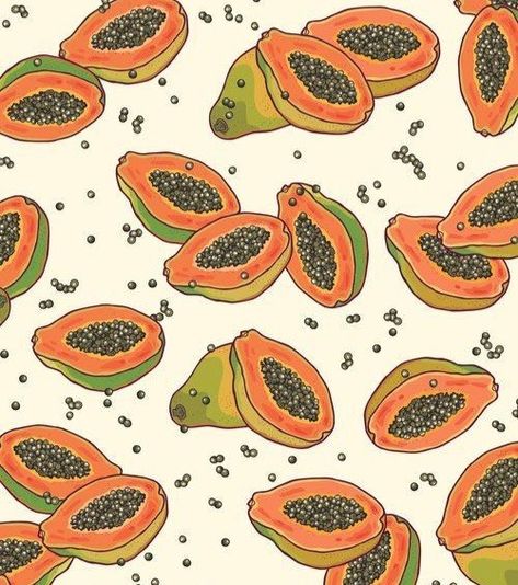 Papaya Tattoo Art, Papaya Drawing, Papaya Tattoo, Papaya Illustration, Papaya Wallpaper, Ingredients Photography, Papaya Art, Ceramic Wall Decor, Fruit Wallpaper