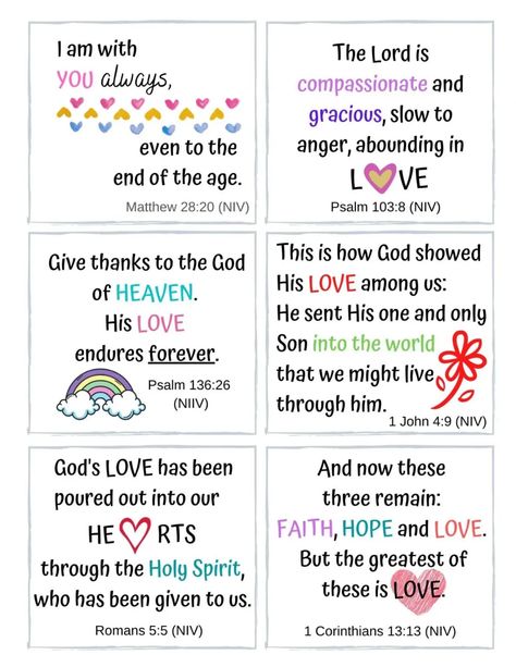 12 Short Bible Verses for Kids on God's Love | Free Cards - A HEART TO KNOW Love Letters From God For Kids, Bible Verses For Kindergarten, Easter Bible Verses For Kids, Toddler Bible Verses, Easy Bible Verses For Kids, Children Bible Verses, Bible Verse For Kids, Kids Bible Verses, Preschool Bible Verses