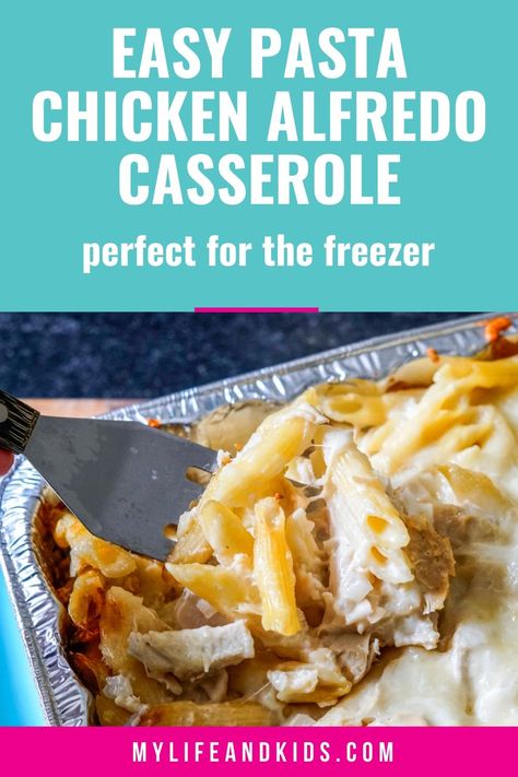 This pasta chicken alfredo freezer casserole recipe has been in my family for multiple generations. With just seven ingredients, this is the perfect make ahead meal that you can store in your freezer for up to six months! I recommend doubling (or even quadrupling) the recipe to make sure your freezer is stocked for a quick and convenient weeknight meal that is comfort food at its finest. Yum! Freezer Alfredo Bake, Freezer Chicken Alfredo, Freezer Meal Chicken Alfredo, Make Ahead Chicken Fettuccine Alfredo, Make Ahead Chicken Alfredo Casserole, Freezer Casseroles, Chicken Alfredo Casserole, Freezer Dinners, Freezer Friendly Meals