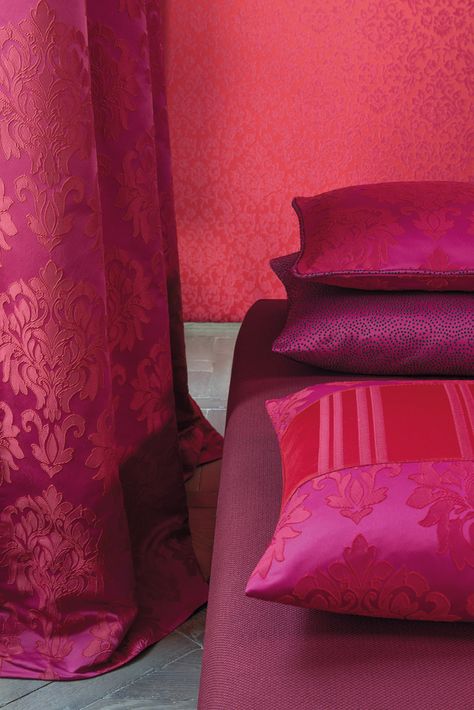 FR-One inherently fire-retardant fabrics for contract and residential interior design projects. Fuschia Bedroom, Magenta Interior Design, Bathroom Renovations On A Budget, Small Space Bathroom Vanity, Renovations On A Budget, Pink Interiors, Bathroom Accent Wall, Bathroom Color Schemes, Viva Magenta