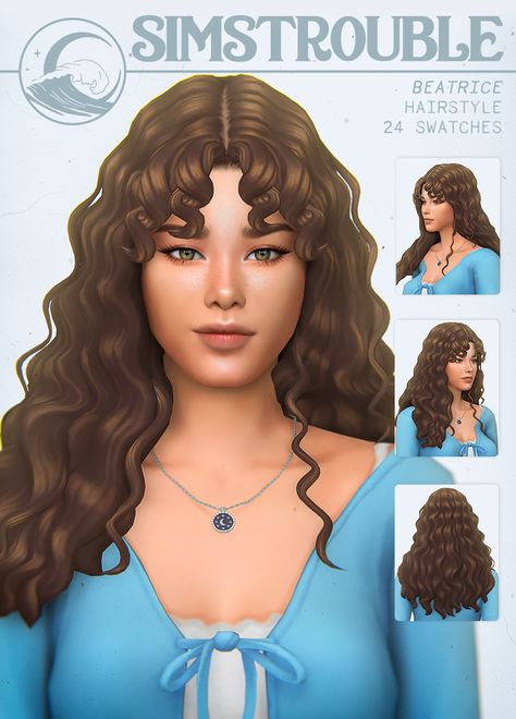 BEATRICE by simstrouble | simstrouble on Patreon Sims 4 Curly Hair, Die Sims 4, Pelo Sims, The Sims 4 Packs, Sims 4 Mm Cc, Sims 4 Game Mods, Sims 4 Expansions, Sims 4 Teen, Sims 4 Characters