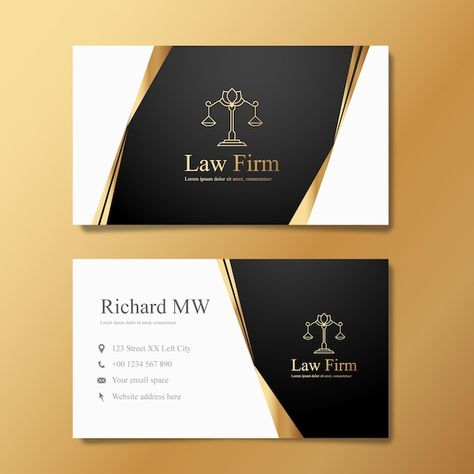 Vector elegant gold lawyer business card | Premium Vector #Freepik #vector #business-name-card #business-card #company-business-card #abstract-card Lawyer Business Card, Card Design Ideas, Name Card Design, Visiting Card Design, Card Business, Visiting Cards, Law Firm, Name Cards, Business Card Design