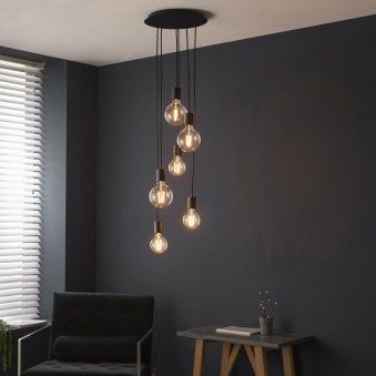 Staircase Pendant Lighting, Stairwell Lighting, Cluster Pendant Lighting, Bulb Pendant Light, Classic Chandelier, Stair Lighting, Indoor Lamp, Black Ceiling, Hallway Lighting