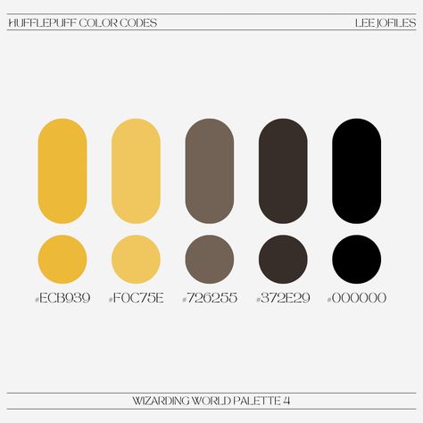 Harry Potter House Color Palette, Hufflepuff Color Palette, Hogwarts Layout, Hufflepuff Nails, Harry Potter Color Palette, Hogwarts Yearbook, Hufflepuff Colors, Harry Potter House Colors, Classe Harry Potter