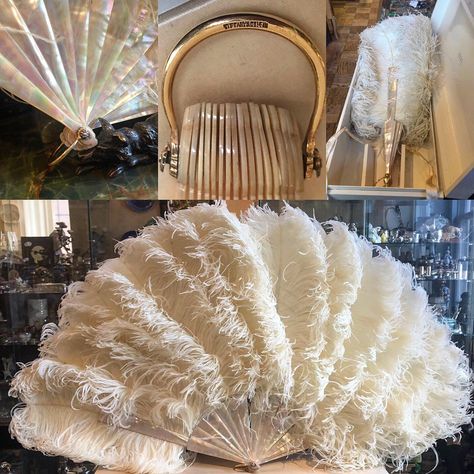 Bridgeton Outfits, Roaring 20s Theme, Ostrich Feather Fan, Mannequin Christmas Tree, Fan Decor, Feather Fans, Wedding Fan, Dance Props, Fabric Box