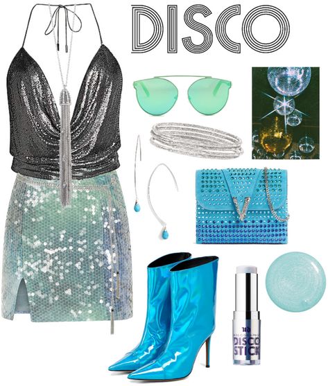 Disco Outfit Ideas, Disco Party Outfit Ideas, 70s Party Outfit, Turquoise Outfit, Disco Party Outfit, Turquoise Clothes, Disco Aesthetic, Disco Birthday, Disco Bachelorette