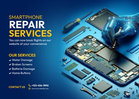 Mobile Repair Shop Design, Mobile Service Poster, Mobile Repairing Banner, Mobile Repairing Logo, Phone Repair Shop Design, Mobile Creative Ads, Phone Repair Flyer, Phone Ads, Postcard Template Free