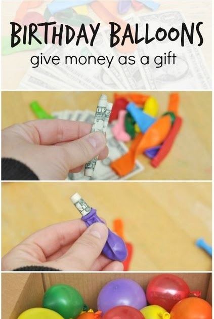 Money In A Balloon Gift Ideas, Balloons With Money Inside, How To Gift Money Birthday, Giving Money As Gifts Ideas, Money Balloon Ideas, Money Ideas For Birthday, Ways To Give Money For Birthday, Money Gift Ideas Birthday Kids, Small Birthday Gift Ideas