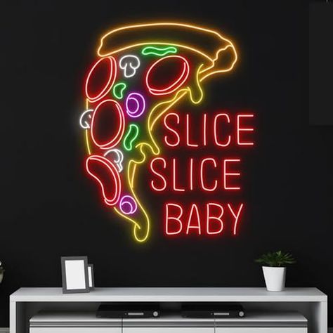 Custom Slice Slice Baby Pizza Neon Sign, Italian Food Name LED Sign, Pizza Slice Neon Light, Italy Restaurant LED Light, Pizza Food Shop Led Size:20inch Pizza Decorations Restaurant, Italian Food Names, Sandwich Neon Sign, Pizza Signs Restaurant, Pizza Neon Sign, Slice Slice Baby, Baby Pizza, Fast Food Neon Sign, Italy Restaurant