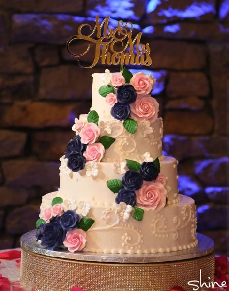 Dusty Rose And Navy Blue Wedding Cake, Wedding Cakes Pink And Blue, Navy Blue And Pink Wedding Cake, Navy Blue And Pink Cake, Navy And Pink Wedding Cake, Navy And Blush Wedding Cake, Wedding Cake Dusty Pink, Dusty Rose Wedding Cake, Pink And Blue Wedding Cake