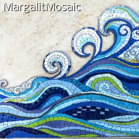 sea waves mosaic,  Ocean  mosaic by MargalitMosaic  made for my father's  gravestone Happily Divorced, Mosaic Waves, Hippie Quotes, Mosaic Art Projects, Broken Pieces, Glass Mosaic Art, Divorce Quotes, Artist Quotes, Mosaic Diy