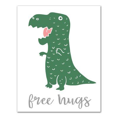 Zoomie Kids Maywood Free Hugs T-Rex Dino Canvas Art Dinosaur Canvas, Butterfly Wall Decals, Oopsy Daisy, Youth Decor, Animal Canvas Art, Free Hugs, Art Green, Animal Canvas, Watercolor Canvas