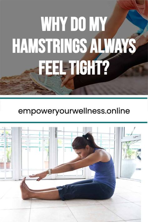 Are you constantly on the hunt for the perfect hamstring stretch to relieve chronically tight hamstrings? Read this article explaining why only stretching isn't the answer. Tight Hamstrings Causes, Tight Hamstring Stretch, Tight Hamstrings Stretches, Glute Stretches, Stretches For Tight Hamstrings, Seated Hamstring Stretch, Yoga Group, Qigong Exercises, Hamstring Workout