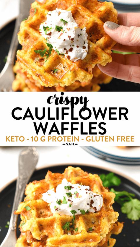 Waffle Creations, Cauliflower Waffles, Crispy Cauliflower, Savory Waffles, Easy Breakfast Recipe, Frozen Cauliflower Rice, Diet Help, Waffle Recipes, Waffle Maker