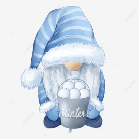 Winter Gnome Painting, Christmas Gift Clip Art, Snow Gnome, Blue Gnome, Gnome Dress, Winter Gnomes, Gnome Images, Gnome Paint, Red Illustration