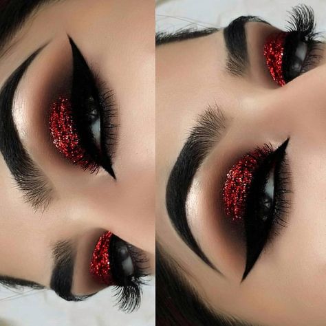 Follow us for the hottest new styles in Gothic Fashion - USE CODE - pinterest save 15% off Red Eyeshadow Look, Quinceanera Makeup, Make Carnaval, Devil Makeup, Red Eye Makeup, Girls Things, Punk Makeup, Dramatic Eye Makeup, Shape Tape Concealer