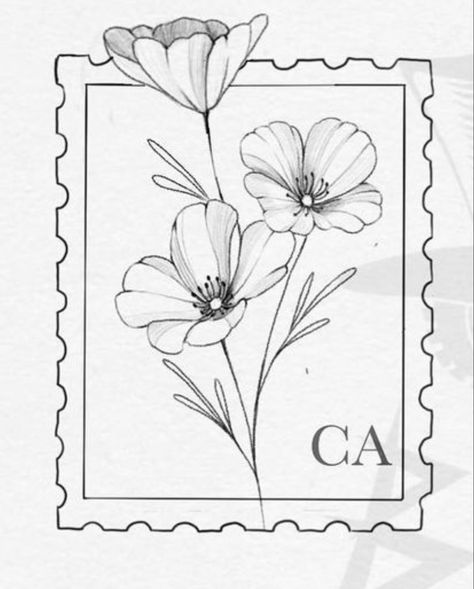 California Poppy Drawing, Simple Poppy Tattoo, California Poppy Tattoo, Poppy Flower Tattoo, Wrist Tattoo Ideas, Wrist Tattoo Designs, Stamp Tattoo, California Tattoo, Poppy Drawing