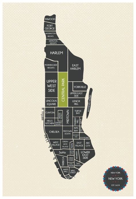 Manhattan Neighborhoods, New York Neighborhoods, Manhattan Map, Nyc Map, Nyc Neighborhoods, New York Map, New York City Vacation, Nyc Print, New York City Map