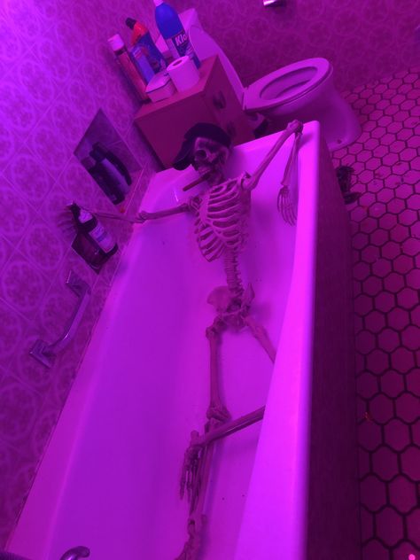 Bath Tube, In The Bathtub, October 31, My Last, Halloween Decor, Skeleton, Halloween Decorations, Neon Signs, Bath